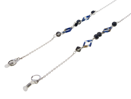 Łańcuszek do okularów srebrny kryształy LK 011