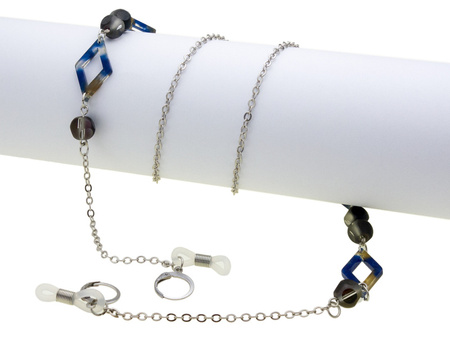 Łańcuszek do okularów srebrny kryształy LK 011