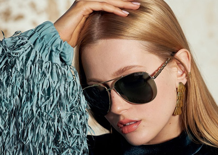 Polariss 746 Z - Damskie okulary przeciwsłoneczne metalowe polaryzacyjne pilotki zielone