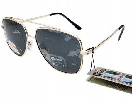 Polariss 817 CZ - Okulary przeciwsłoneczne unisex metalowe polaryzacyjne pilotki czarne