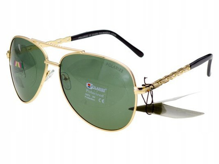 Polariss 746 Z - Damskie okulary przeciwsłoneczne metalowe polaryzacyjne pilotki zielone