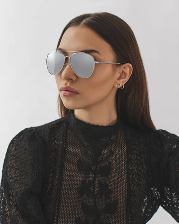 Okulary przeciwsłoneczne polaryzacyjne unisex dla kierowców srebrne lustrzanki pilotki DESSOTO - DES 396 S