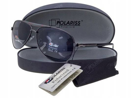 Polariss 813 GR - Okulary przeciwsłoneczne unisex metalowe polaryzacyjne pilotki grafitowe