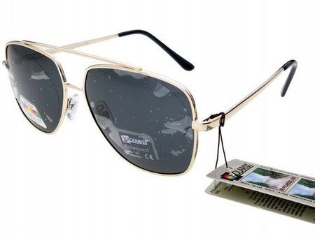 Polariss 817 CZ - Okulary przeciwsłoneczne unisex metalowe polaryzacyjne pilotki czarne
