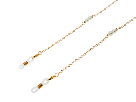 Złoty łańcuszek do okularów perełki perły LK 006