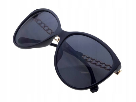Damskie okulary przeciwsłoneczne kocie oczy czarne JOKER - JR 4413 CZ