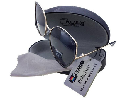 Polariss 865 CZ - Damskie duże okulary przeciwsłoneczne polaryzacyjne muchy czarne