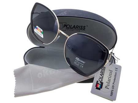 Polariss 865 CZ - Damskie duże okulary przeciwsłoneczne polaryzacyjne muchy czarne