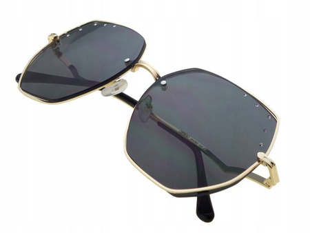 Duże czarne złote okulary przeciwsłoneczne muchy JOKER - JR 4380 CZ