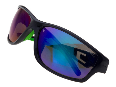 Czarne sportowe okulary przeciwsłoneczne niebieska lustrzanka JOKER - JS 484 Z