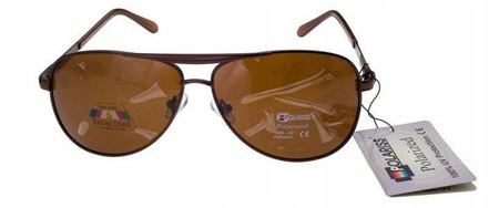 Polariss 813 BR - Okulary przeciwsłoneczne unisex metalowe polaryzacyjne pilotki brązowe