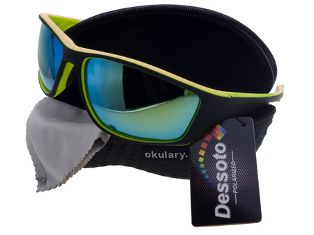 Męskie okulary przeciwsłoneczne polaryzacyjne sportowe lustrzanki DESSOTO - DES 403 ZOL