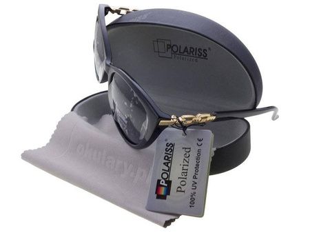 Polariss 860 CZ - Damskie okulary przeciwsłoneczne polaryzacyjne kocie czarne
