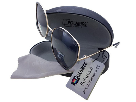 Polariss 865 CZ - Damskie duże okulary przeciwsłoneczne polaryzacyjne muchy czarne