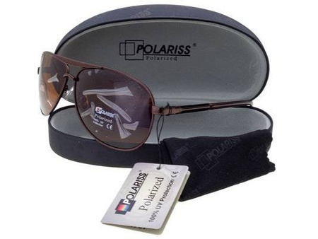 Polariss 813 BR - Okulary przeciwsłoneczne unisex metalowe polaryzacyjne pilotki brązowe