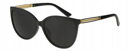 Polariss 858 CZ - Damskie okulary przeciwsłoneczne polaryzacyjne kocie oczy czarne