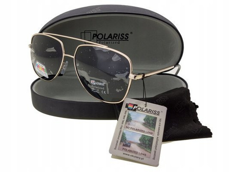 Polariss 817 CZ - Okulary przeciwsłoneczne unisex metalowe polaryzacyjne pilotki czarne