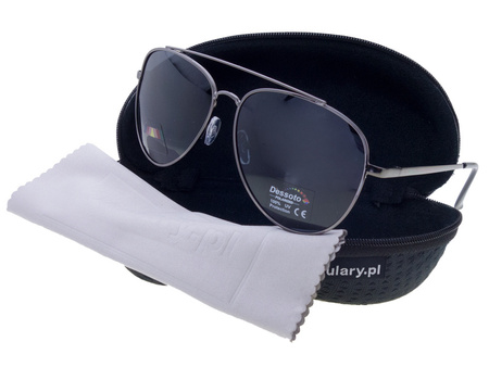 Okulary przeciwsłoneczne polaryzacyjne unisex dla kierowców czarne pilotki DESSOTO - DES 396 GR