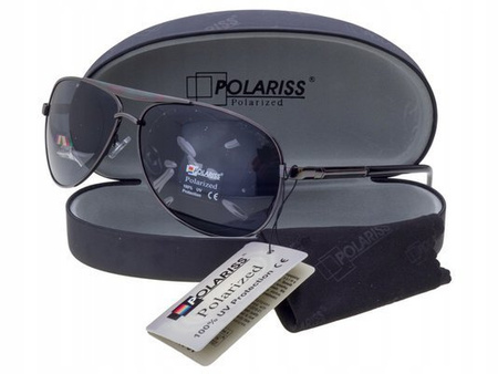 Polariss 813 GR - Okulary przeciwsłoneczne unisex metalowe polaryzacyjne pilotki grafitowe