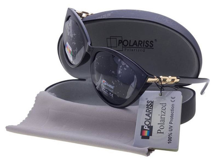 Polariss 860 CZ - Damskie okulary przeciwsłoneczne polaryzacyjne kocie czarne