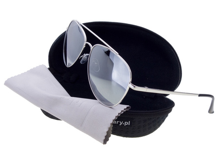 Okulary przeciwsłoneczne polaryzacyjne unisex dla kierowców srebrne lustrzanki pilotki DESSOTO - DES 396 S