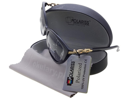 Polariss 860 CZ - Damskie okulary przeciwsłoneczne polaryzacyjne kocie czarne
