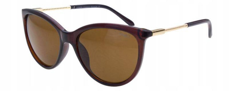 Damskie brązowe okulary przeciwsłoneczne kocie JOKER - JR 4412 BR
