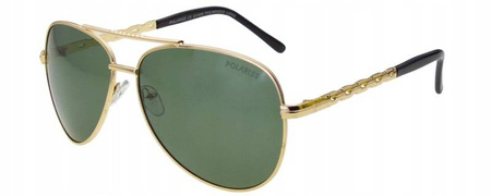 Polariss 746 Z - Damskie okulary przeciwsłoneczne metalowe polaryzacyjne pilotki zielone