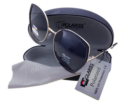 Polariss 865 CZ - Damskie duże okulary przeciwsłoneczne polaryzacyjne muchy czarne
