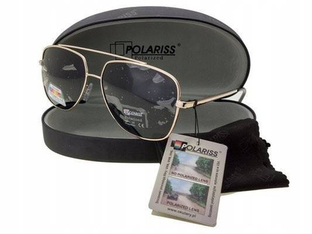 Polariss 817 CZ - Okulary przeciwsłoneczne unisex metalowe polaryzacyjne pilotki czarne