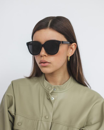 Damskie czarne okulary przeciwsłoneczne kocie oczy JOKER - JR 4409 CZ