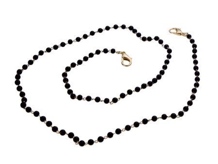Łańcuszek do okularów czarne perełki LK 002