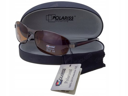 Polariss 814 BR - Męskie okulary przeciwsłoneczne metalowe polaryzacyjne pilotki brązowe