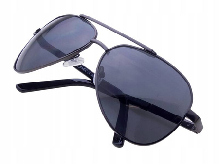 Męskie grafitowe okulary przeciwsłoneczne pilotki JOKER - JR 4427 GR
