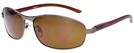 Polariss 814 BR - Męskie okulary przeciwsłoneczne metalowe polaryzacyjne pilotki brązowe