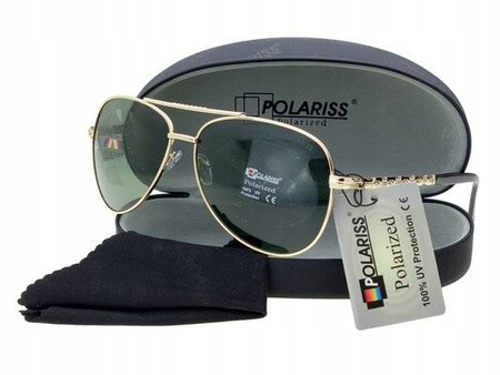 Polariss 746 Z - Damskie okulary przeciwsłoneczne metalowe polaryzacyjne pilotki zielone