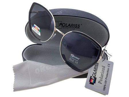 Polariss 865 CZ - Damskie duże okulary przeciwsłoneczne polaryzacyjne muchy czarne