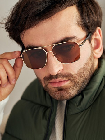 Goya G 8018 BR - Okulary przeciwsłoneczne z filtrem polaryzacyjnym unisex metalowe brązowe