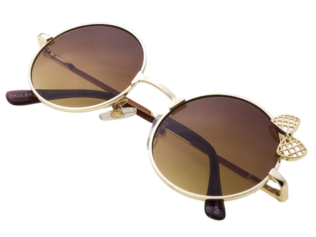 Dziecięce brązowi złote okulary przeciwsłoneczne z filtrem UV 400 JOKER KIDS JRD 339 BR