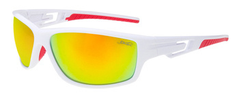 Białe sportowe okulary przeciwsłoneczne pomarańczowe lustrzanki JOKER - JS 484 B