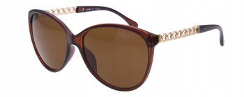 Damskie brązowe okulary przeciwsłoneczne kocie oczy JOKER - JR 4413 BR